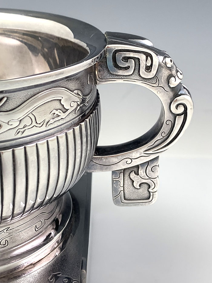 Japanese antique silver cup presentation