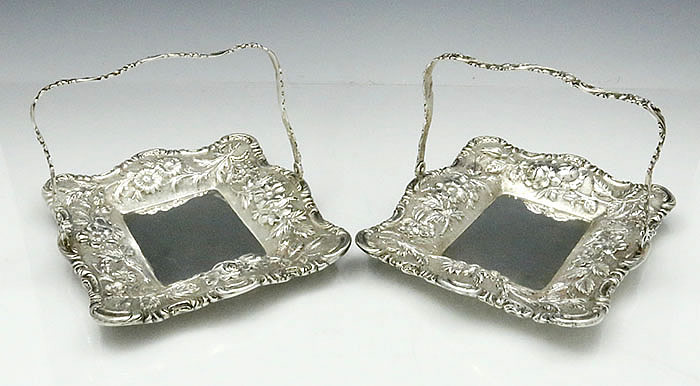 pair of antique sterling silver sweetmeat baskets by Jenkins and Jenkins of baltimore