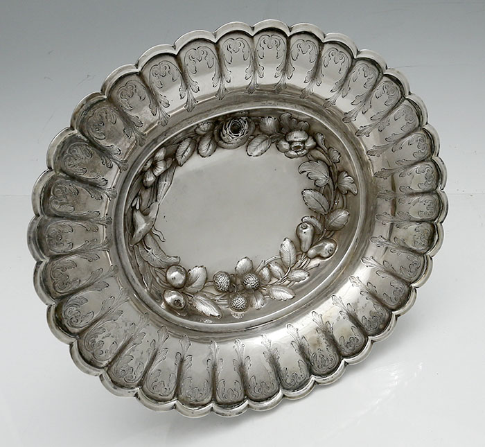 Jones Shreve and Brown antique coin silver fruit bowl