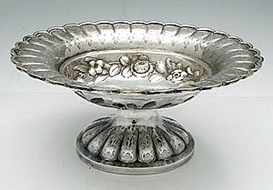 Jones Shreve and Brown antique coin silver chased fruit compote centerpiece