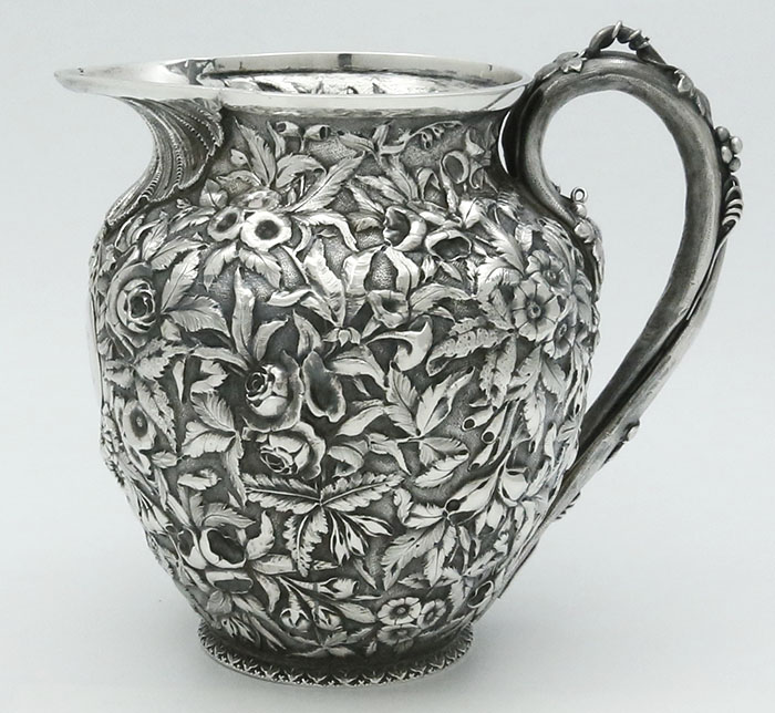 S KIirk Baltimore antique sterling repousse pitcher