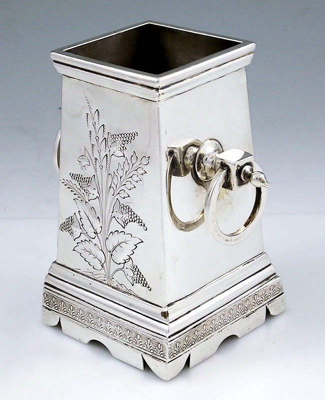 Kirk square 11 ounce small antique silver vase