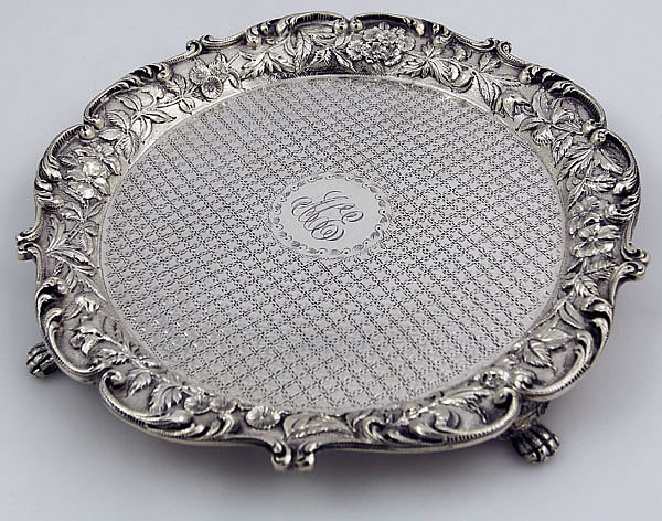 S Kirk and Son  repousse sterling silver salver