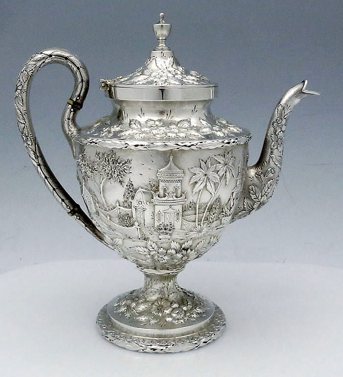 S Kirk & Son Co antique sterling landscape teapot 