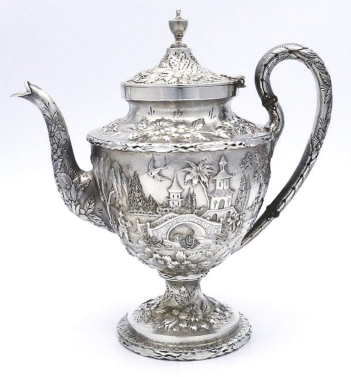 S Kirk & Son Co antique sterling landscape teapot 