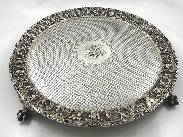 Large Kirk repousse sterling salver