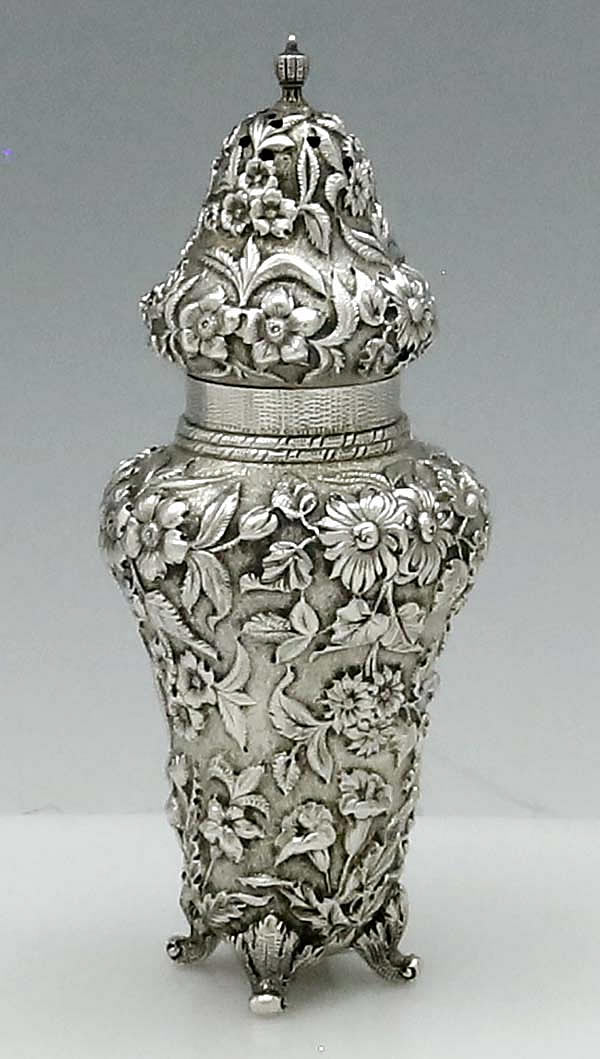 Kirk repousse antique sterling silver shaker 925/1000