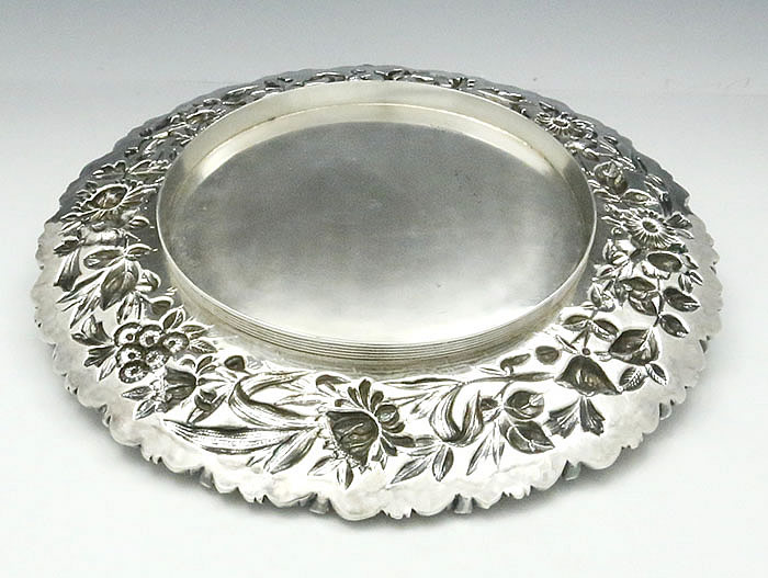 Kirk sterling silver repousse cake plate