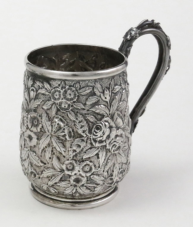 S Kirk antique silver repousse cup