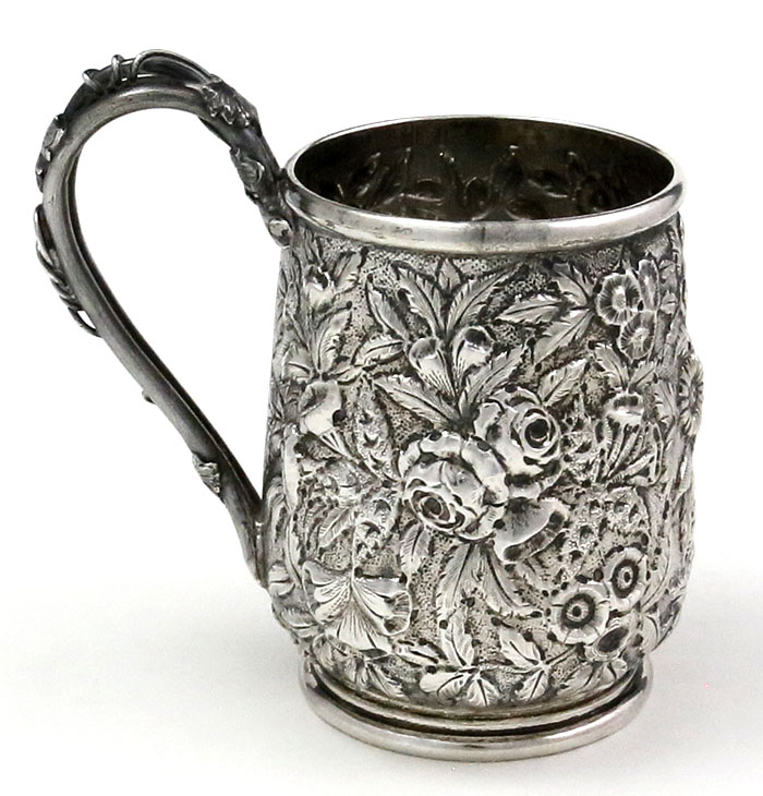 S Kirk repousse antique silver cup 11 oz mark