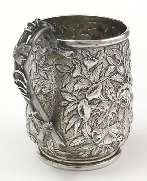 S Kirk & Son 11 oz antique silver branch handle repousse cup