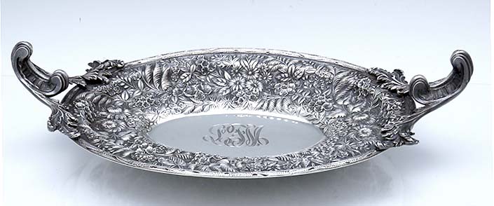 S Kirk and Son Co oval bread dish repousse