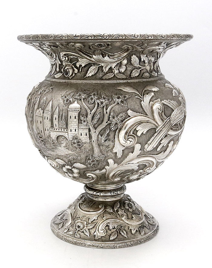 Loring Andrews sterling silver vase landscape