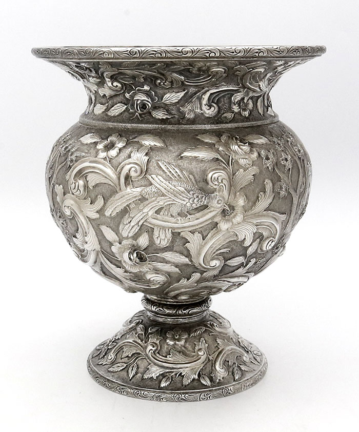 Loring Andrews sterling silver landscape vase