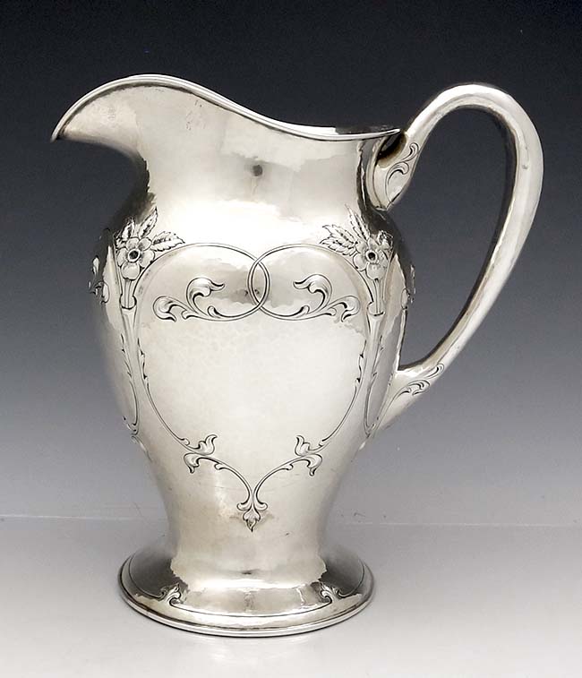 Lebolt antique sterling silver hand hammered pitcher
