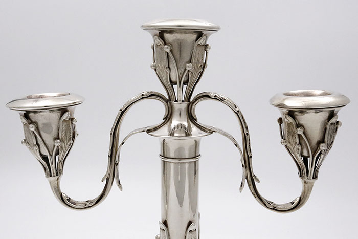 Nicholas Shelnin Co New York sterlicng silver two arm arts and crafts candelabra