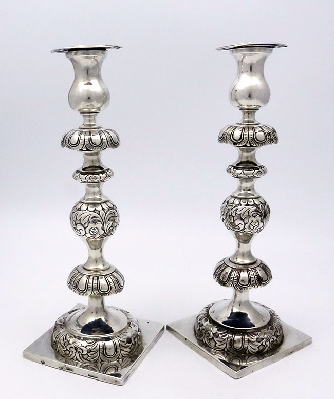 Antique polish silver candlesticks 1864 Szyldberg 