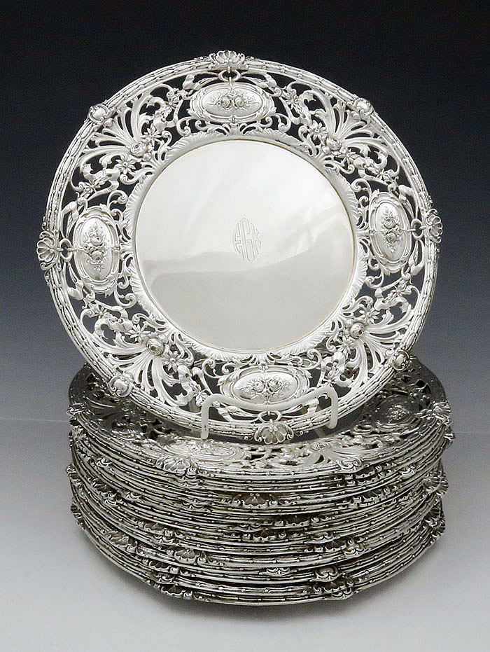 Redlich antique sterling silver plate set of 16