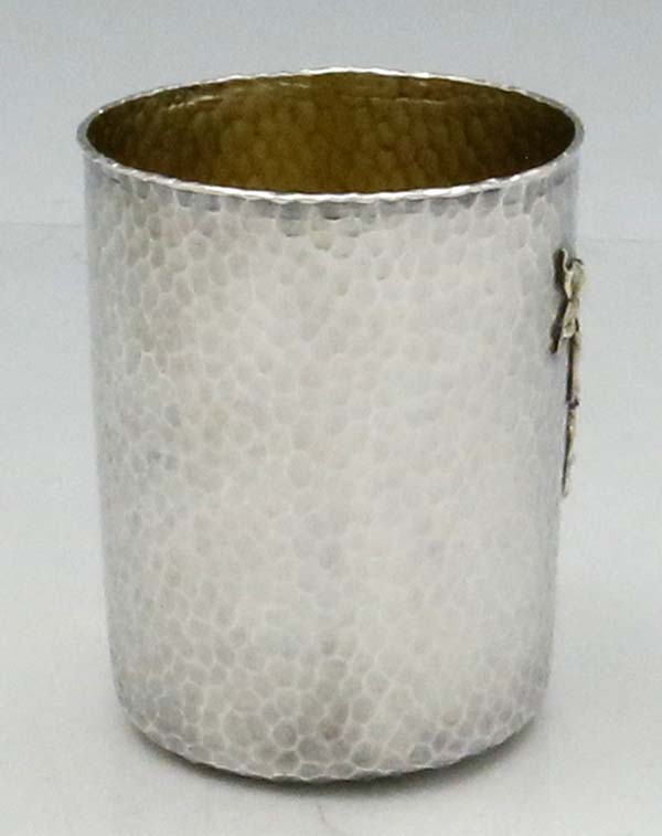 reverse side of Russian antique silver beaker 