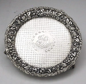 Schofield sterling silver diapered repousse salver