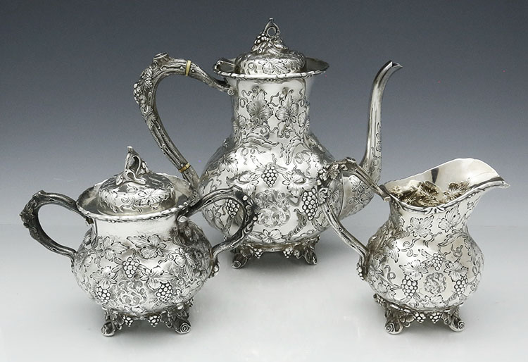 Schultz Baltimore antique sterling silver three piece tea set