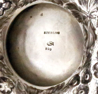 mark of the bse of sterling silver basket by Schultz of baltimore with style number 200