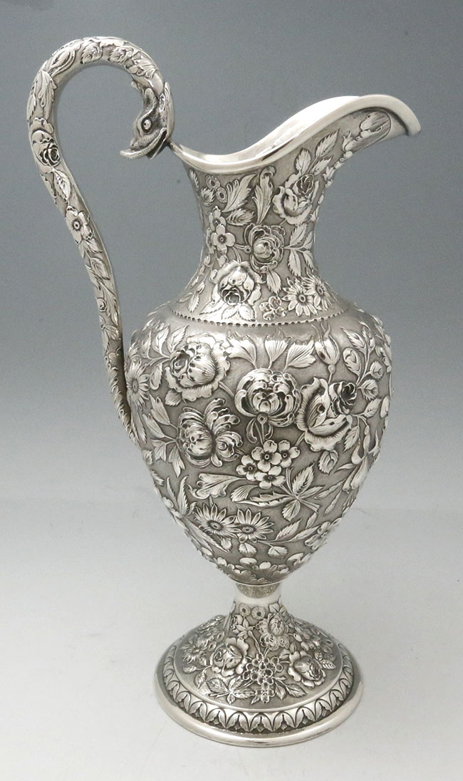 Schultz Baltimore sterling silver repousse ewer pitcher