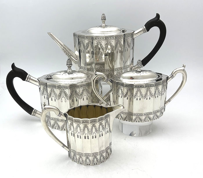Tuttle sterling silver engraved tea set
