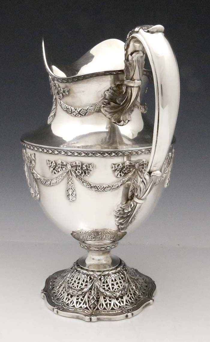 Shreve antique sterling silver pitcher Louis XVI