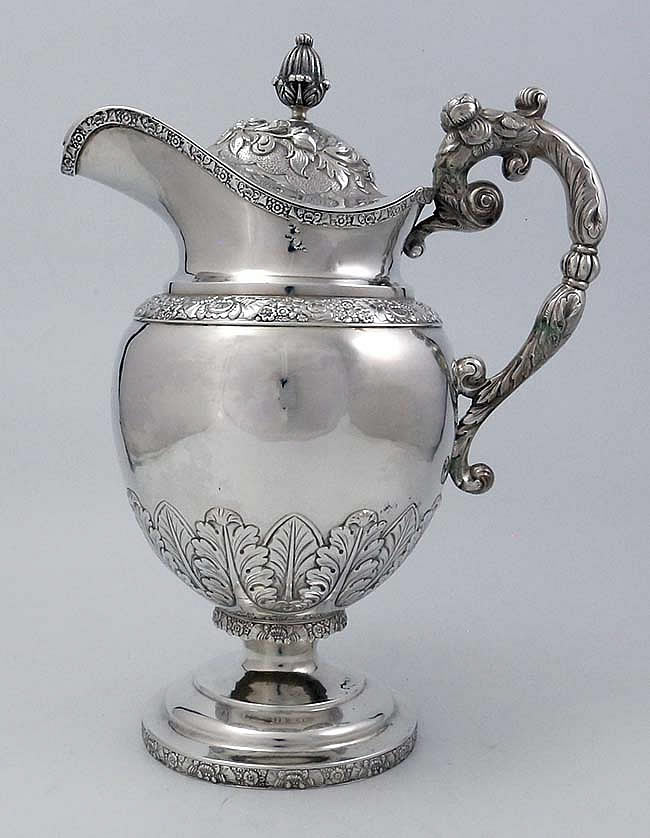 Coin silver antique lidded jug
