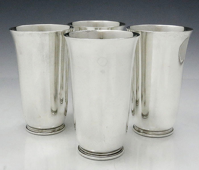 four Tiffany sterling silver tall beakers