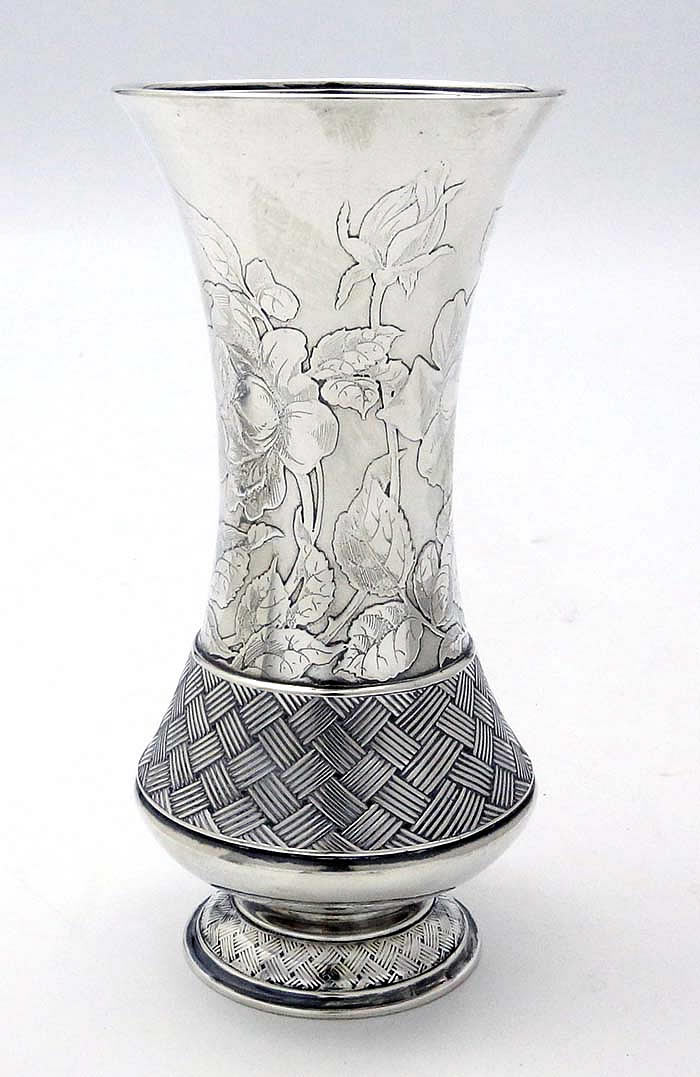 Tiffany sterling antique acid etched vase