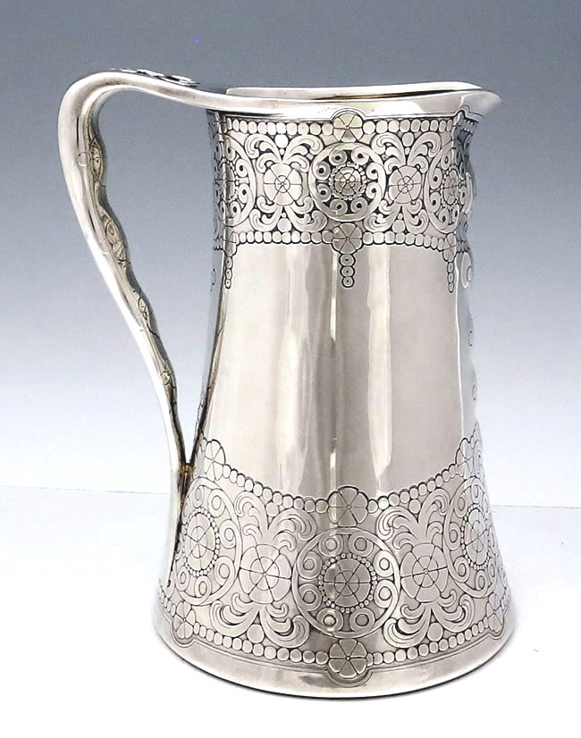 antique Tiffany sterling silver acid etched pitcher
