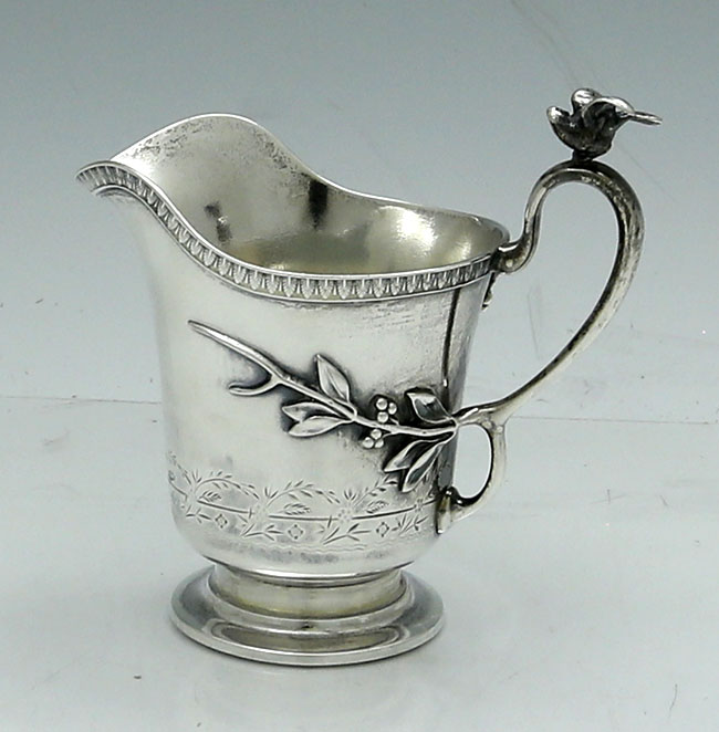 Tiffany antique sterling Union Square sugar and creamer with applied birds
