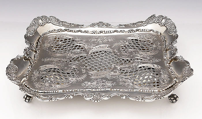 Tiffany antique sterling silver asparagus tray with liner