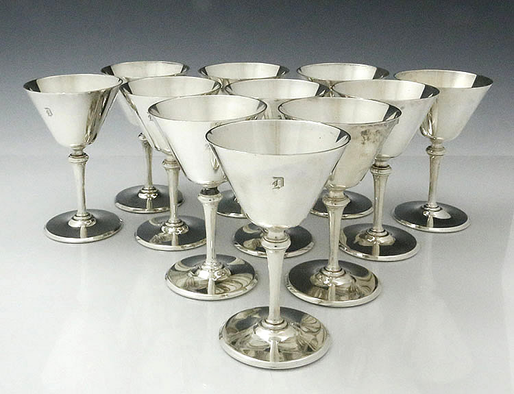 Tiffany sterling silver cocktail glasses