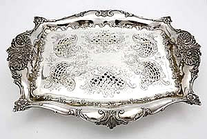Tiffany antique sterling silver asparagus tray pierced liner original