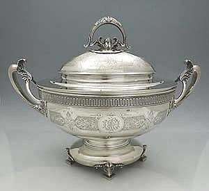 Tiffany engraved tsoup tureen antique sterling Union Square New York