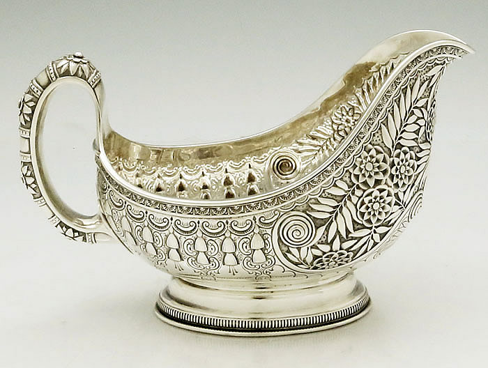 Tiffany Indian style gravy boat antique sterling