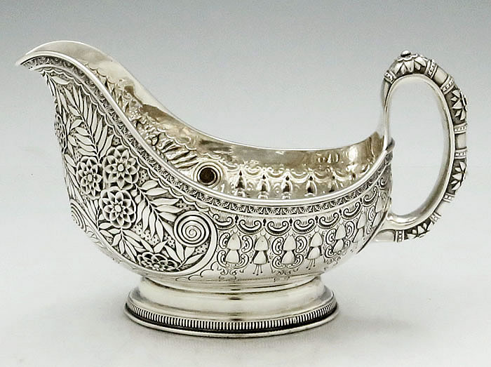 Tiffany antique sterling Indian style gravy boat