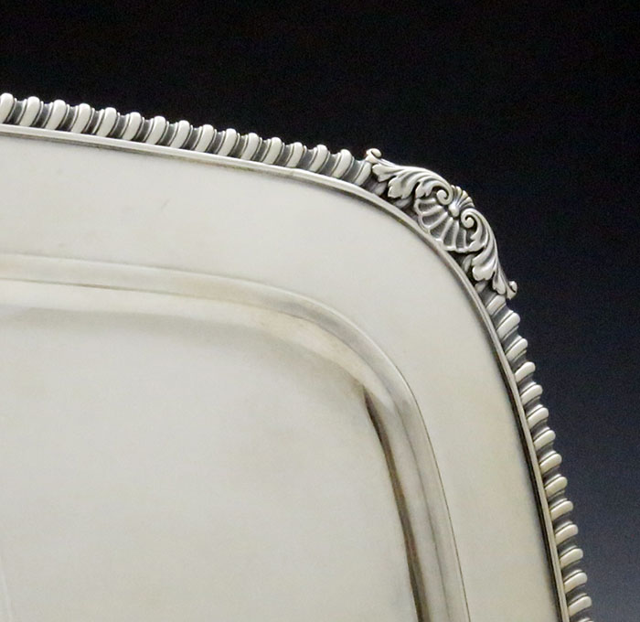 Tiffany sterling silver tray with gadrooning