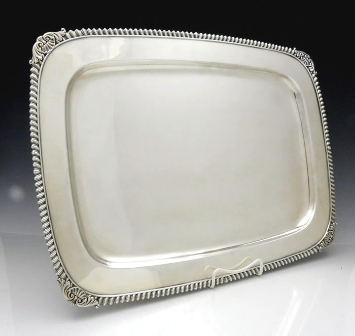 Tiffany sterling silver tray circa 1935 with applied gadroon border