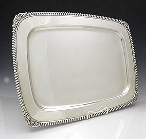 Tiffany sterling silver tray with applied gadroon border