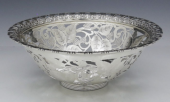 Tiffany pierced and engraved bowl antique sterling silver