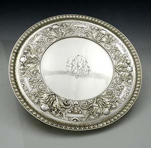 Tiffany antique Union Square silver salver with griffins and planets