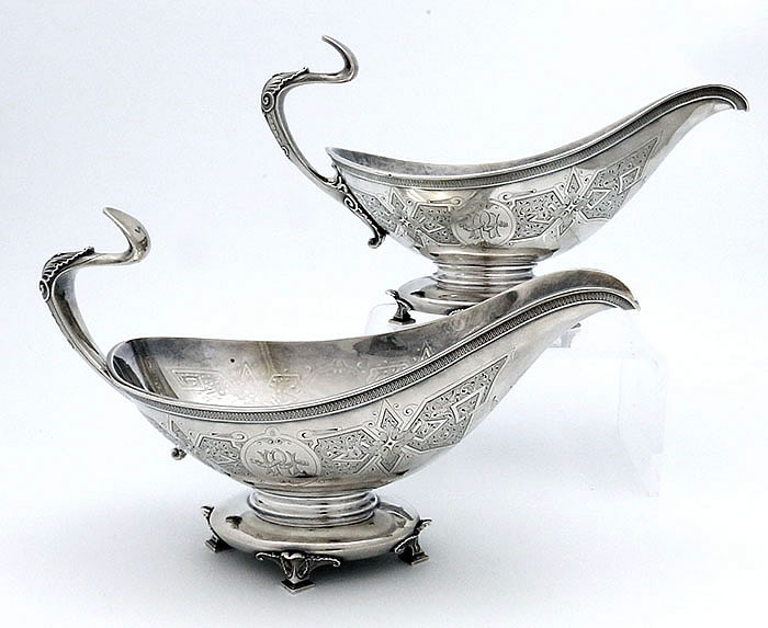 pair of Union Square antique sterling sauceboats Tiffany and Company