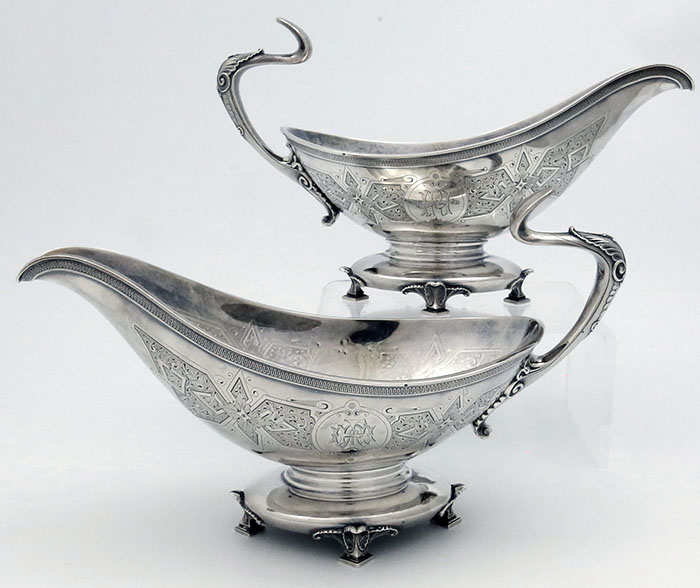 Tiffany & Company antique pair of sterling silver sauceboats Union Square