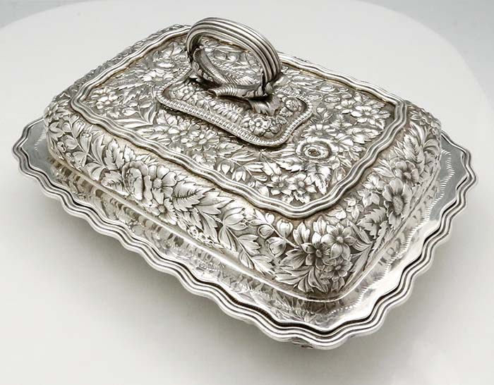 view from above of the Tiffany covered tureen antique repousse
