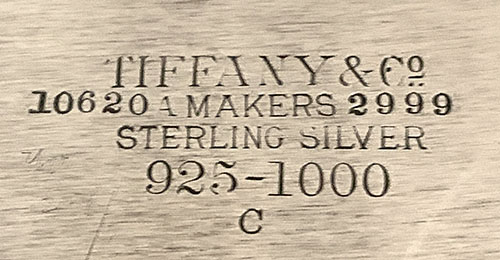 Tiffany mark on Tiffany sterling silver tray