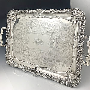 large Tiffany antique sterling silver tea tray